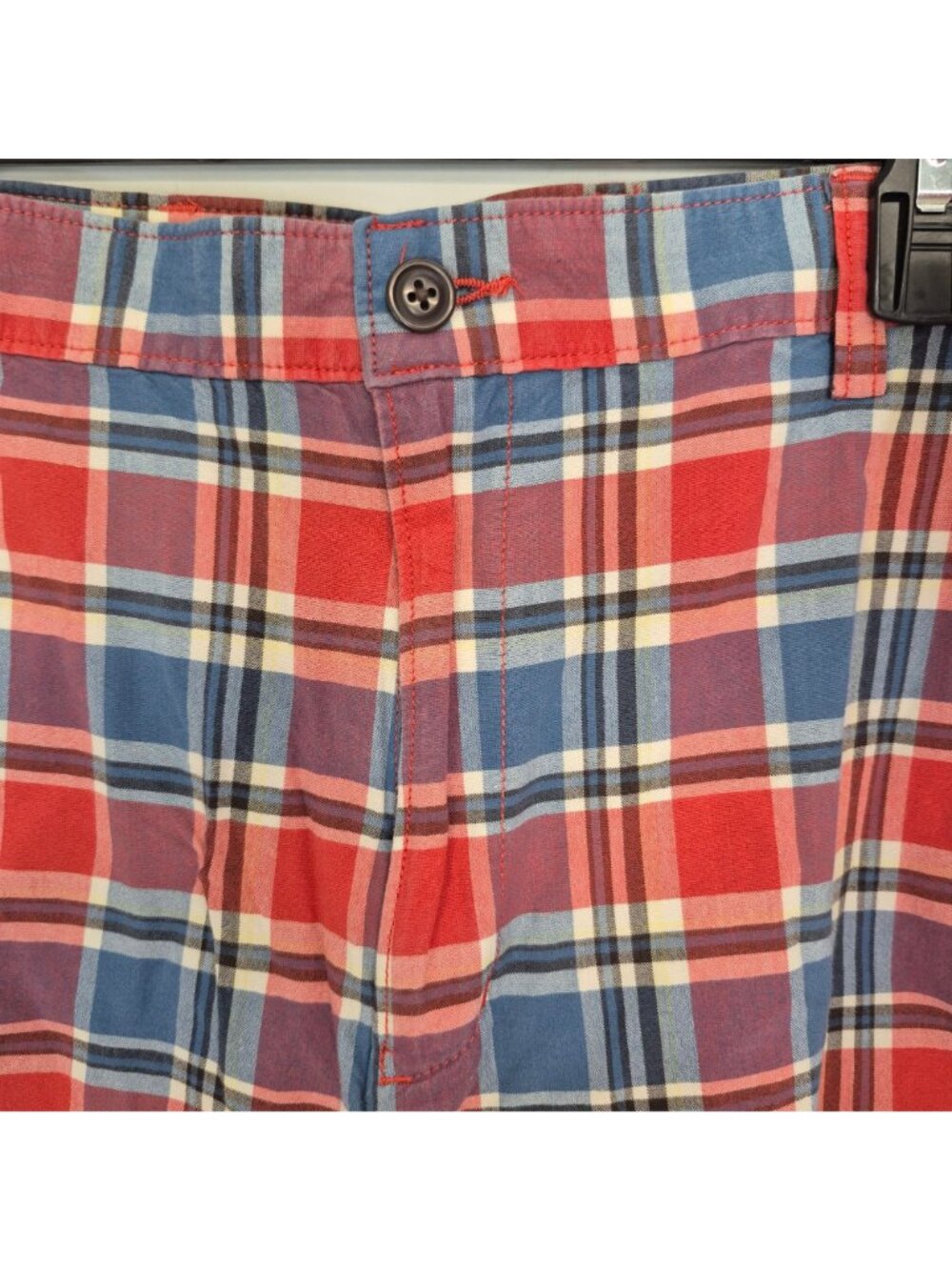 Lands End Mens Plaid Cotton Chino Shorts Red/Blue Size 40 Casual Summer Wear - Picture 3 of 9